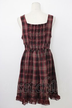 画像2: axes femme / フロッキーptチェックジャンパースカート M ボルドー T-26-02-03-023-AX-OP-SA-ZT