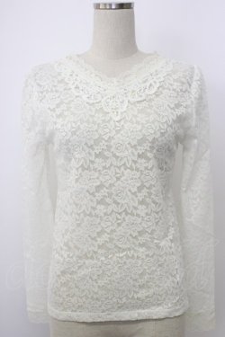 画像1: axes femme / パール&ラインストーン総レーストップス M ホワイト T-26-02-03-003-AX-TO-SA-ZT