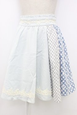 画像1: axes femme POETIQUE / レースパッチワークスカート M サックス T-26-02-03-028-AX-SK-SA-ZT