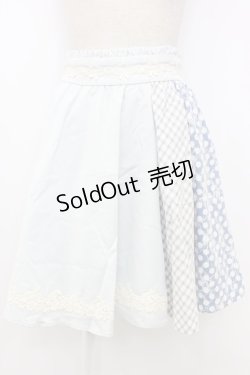 画像1: axes femme POETIQUE / レースパッチワークスカート M サックス T-26-02-03-028-AX-SK-SA-ZT594