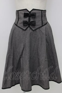 画像1: axes femme POETIQUE / デニム風コルセットスカート M ブラック T-26-02-03-029-AX-PA-SA-ZT