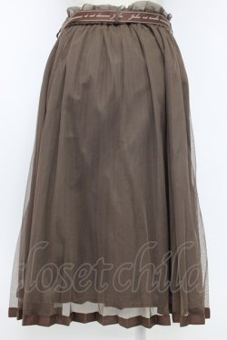 画像2: Fi.n.t / ロゴリボン付きプリーツチュールスカート  ブラウン T-26-02-03-030-CA-SK-SA-ZT