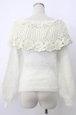 画像2: axes femme POETIQUE / 鈎針編み襟デザインニットプルオーバー M シロ T-26-02-03-004-AX-TO-SA-ZT