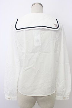 画像2: axes femme POETIQUE / 時計刺繍セーラーブラウス M キナリ T-26-02-03-001-AX-BL-SA-ZT