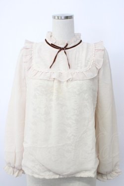 画像1: axes femme POETIQUE / レースシフォン重ねヨーク襟ブラウス M ベージュ T-26-02-03-008-AX-BL-SA-ZT