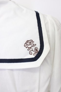 画像5: axes femme POETIQUE / 時計刺繍セーラーブラウス M キナリ T-26-02-03-001-AX-BL-SA-ZT