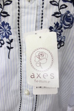 画像7: axes femme / 刺繍使いボリューム袖ブラウス M サックス T-26-02-03-013-AX-BL-SA-ZT