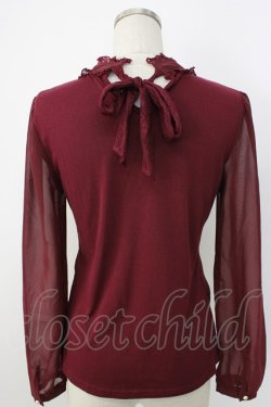 画像2: axes femme / 異素材使いブラウス風プルオーバー  ボルドー T-26-02-03-017-AX-TO-SA-ZT