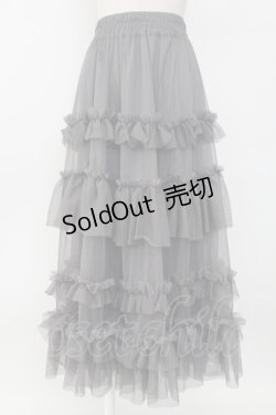 画像1: axes femme / フリルチュールティアードスカート  グレー T-26-02-04-023-AX-SK-SA-ZT