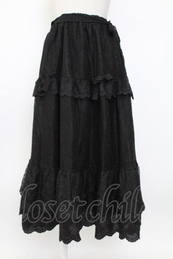 画像1: axes femme / ティアードコットンレーススカート  黒 T-26-02-04-025-AX-CO-SA-ZT