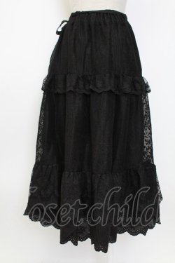 画像2: axes femme / ティアードコットンレーススカート  黒 T-26-02-04-025-AX-CO-SA-ZT