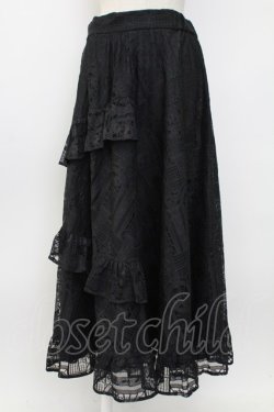 画像1: axes femme / レースロングスカート  黒 T-26-02-04-026-AX-SK-SA-ZT