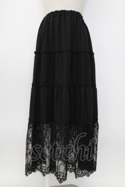 画像1: axes femme / 裾レースティアードスカート  黒 T-26-02-04-027-AX-SK-SA-ZT