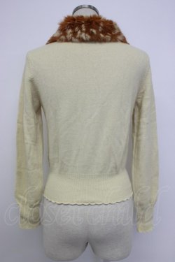 画像2: Emily Temple cute / バンビファー襟ニットカーディガン  アイボリーＸブラウン T-26-02-04-004-ET-TO-SA-ZT