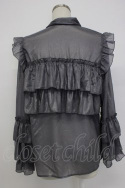 画像2: axes femme / ラメシアー楊柳フリルブラウス  グレー T-26-02-04-008-AX-BL-SA-ZT