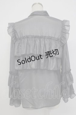 画像2: axes femme / ラメシアー楊柳フリルブラウス  グレー T-26-02-04-008-AX-BL-SA-ZT580