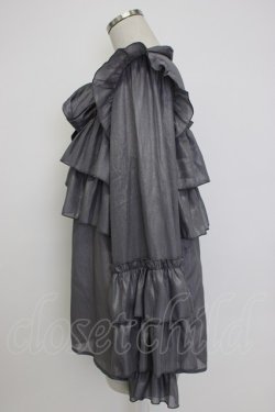 画像3: axes femme / ラメシアー楊柳フリルブラウス  グレー T-26-02-04-008-AX-BL-SA-ZT