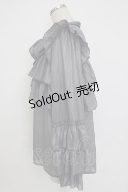 画像3: axes femme / ラメシアー楊柳フリルブラウス  グレー T-26-02-04-008-AX-BL-SA-ZT580