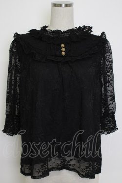 画像1: axes femme / アンティーク風レーストップス  ブラック T-26-02-04-010-AX-TO-SA-ZT