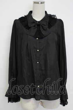 画像1: axes femme kawaii / プリエールフリルブラウス  黒 T-26-02-04-011-AX-BL-SA-ZT