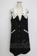 axes femme POETIQUE / レース襟ロングベスト M ブラック T-26-02-04-014-AX-TO-SA-ZT