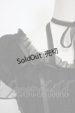 画像6: axes femme / プチローズリボン半袖トップス  黒 T-26-02-04-015-AX-TO-SA-ZT