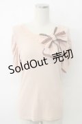 axes femme / シフォンリボン半袖トップス  ピンク T-26-02-05-002-AX-TO-SA-ZT