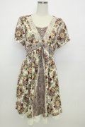 axes femme / 花柄半袖ワンピース M アイボリー T-26-02-05-026-AX-OP-SA-ZT