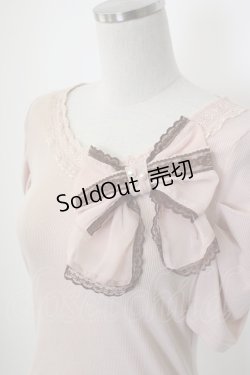 画像3: axes femme / シフォンリボン半袖トップス  ピンク T-26-02-05-002-AX-TO-SA-ZT