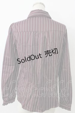 画像3: axes femme / レジメ柄フリルブラウス  ワイン T-26-02-05-003-AX-BL-SA-ZT