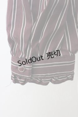 画像5: axes femme / レジメ柄フリルブラウス  ワイン T-26-02-05-003-AX-BL-SA-ZT