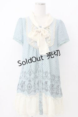 画像1: axes femme / アリスシルエットパネルチュニック  サックスＸアイボリー T-26-02-05-004-AX-OP-SA-ZT