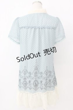 画像2: axes femme / アリスシルエットパネルチュニック  サックスＸアイボリー T-26-02-05-004-AX-OP-SA-ZT