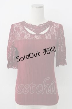 画像1: axes femme / チョーカー風ビスチェ切替プルオーバー M ワイン T-26-02-05-005-AX-TO-SA-ZT