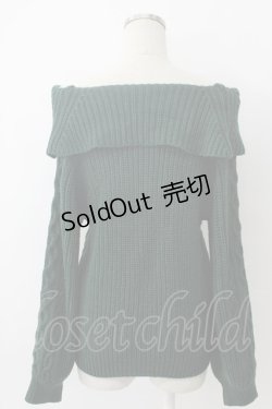 画像2: axes femme / 編み上げオフタートルニット  緑Ｘ黒 T-26-02-05-006-AX-TO-SA-ZT