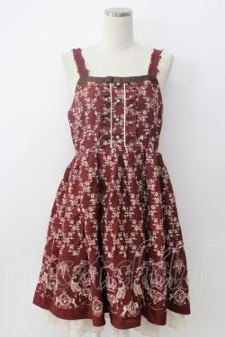 画像1: axes femme / 王冠モチーフ入りパネル柄ワンピース  ワイン T-26-02-05-007-AX-OP-SA-ZT