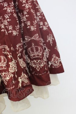 画像6: axes femme / 王冠モチーフ入りパネル柄ワンピース  ワイン T-26-02-05-007-AX-OP-SA-ZT