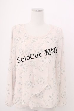 画像1: axes femme / シフォン花柄カットソー M ピンク T-26-02-05-015-AX-TO-SA-ZT