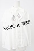 axes femme / メロディ刺繍ケープ袖ブラウス M ホワイト T-26-02-07-001-AX-BL-SA-ZT582