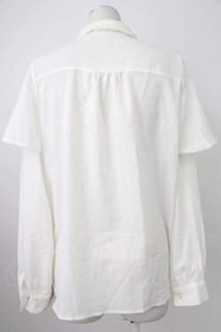 画像2: axes femme / メロディ刺繍ケープ袖ブラウス M ホワイト T-26-02-07-001-AX-BL-SA-ZT