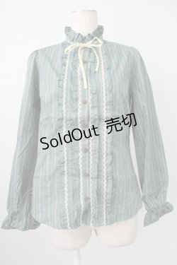 画像1: axes femme / 先染めストライプブラウス L グリーン T-26-02-07-004-AX-BL-SA-ZT582