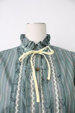 画像4: axes femme / 先染めストライプブラウス L グリーン T-26-02-07-004-AX-BL-SA-ZT