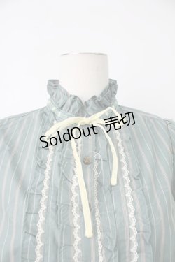 画像4: axes femme / 先染めストライプブラウス L グリーン T-26-02-07-004-AX-BL-SA-ZT582