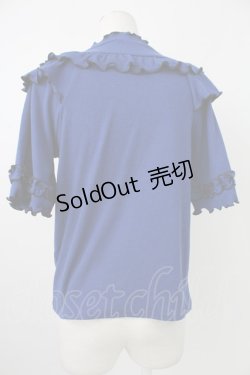 画像2: axes femme / ビジュー付フリルリブトップス  ブルー T-26-02-07-005-AX-TO-SA-ZT