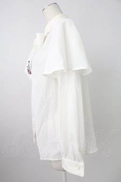 画像3: axes femme / メロディ刺繍ケープ袖ブラウス M ホワイト T-26-02-07-001-AX-BL-SA-ZT