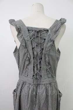 画像2: PINK HOUSE / ギンガムチェックフリルジャンパースカート  黒Ｘ白 T-26-02-07-009-LO-OP-SA-ZT