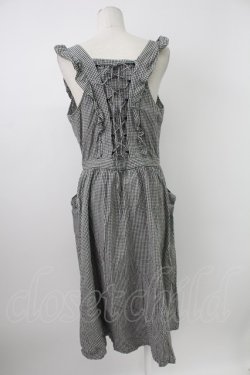 画像3: PINK HOUSE / ギンガムチェックフリルジャンパースカート  黒Ｘ白 T-26-02-07-009-LO-OP-SA-ZT