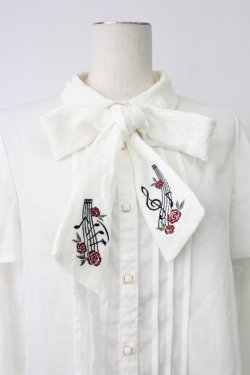 画像5: axes femme / メロディ刺繍ケープ袖ブラウス M ホワイト T-26-02-07-001-AX-BL-SA-ZT