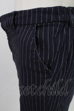 画像3: axes femme / ストライプ柄テーパードパンツ M ネイビー T-26-02-07-013-AX-PA-SA-ZT