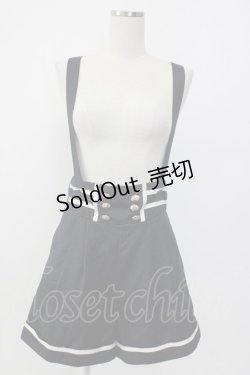 画像1: Amavel / サス付きストライプショートパンツ  黒Ｘ白 T-26-02-08-027-CA-PA-SA-ZT584